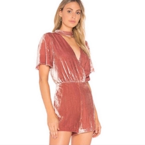 J.O.A Velvet Short Romper Size Medium - Picture 1 of 7